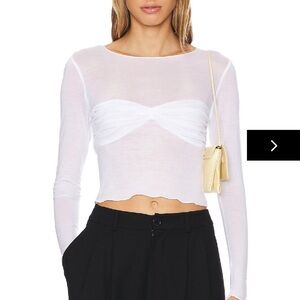 White Long Sleeve sheer Top